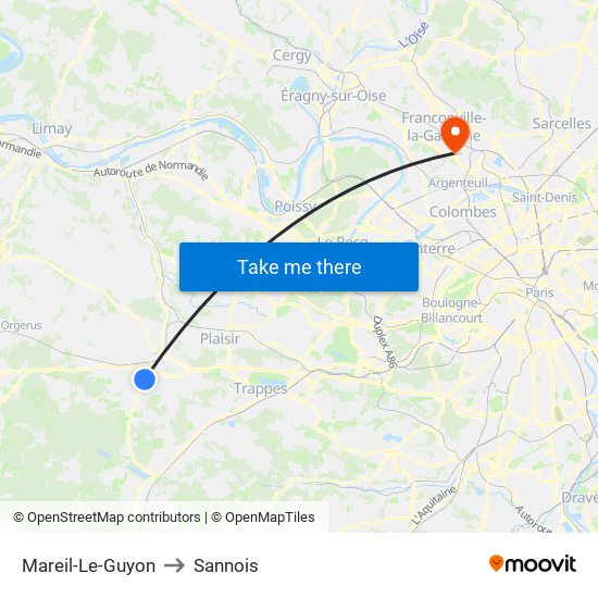 Mareil-Le-Guyon to Sannois map