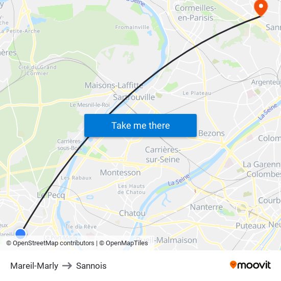 Mareil-Marly to Sannois map