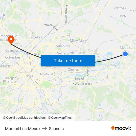 Mareuil-Les-Meaux to Sannois map