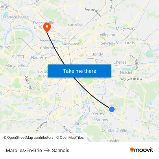 Marolles-En-Brie to Sannois map
