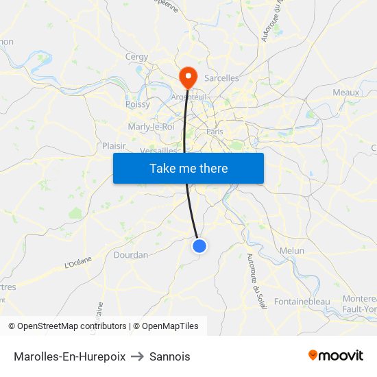 Marolles-En-Hurepoix to Sannois map