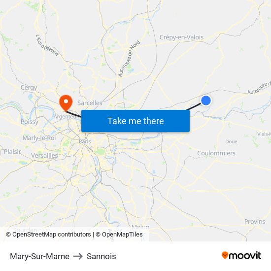 Mary-Sur-Marne to Sannois map