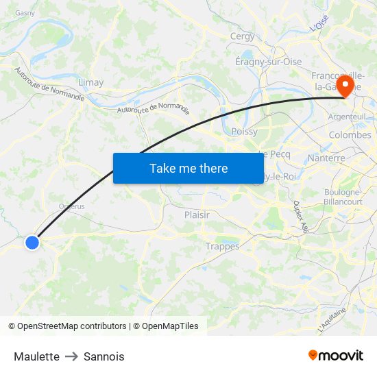 Maulette to Sannois map