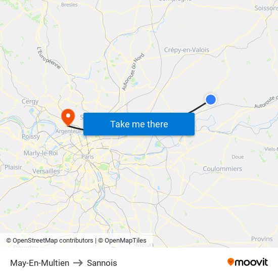 May-En-Multien to Sannois map