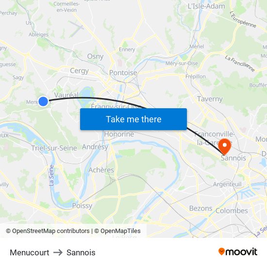 Menucourt to Sannois map