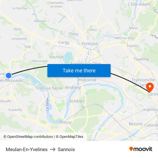 Meulan-En-Yvelines to Sannois map