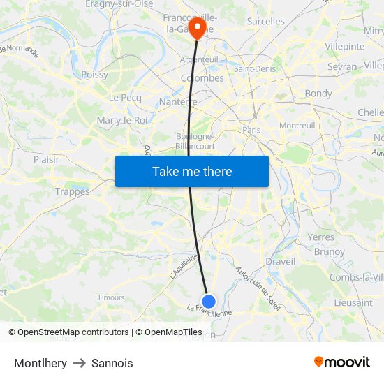 Montlhery to Sannois map