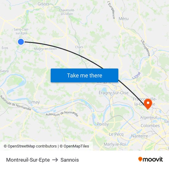 Montreuil-Sur-Epte to Sannois map