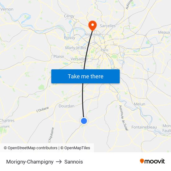 Morigny-Champigny to Sannois map