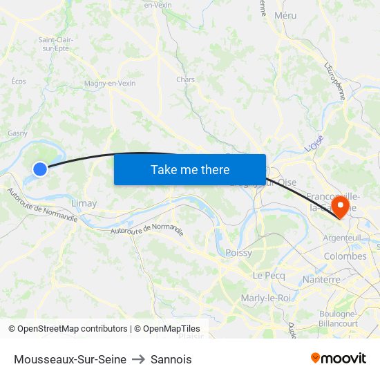 Mousseaux-Sur-Seine to Sannois map