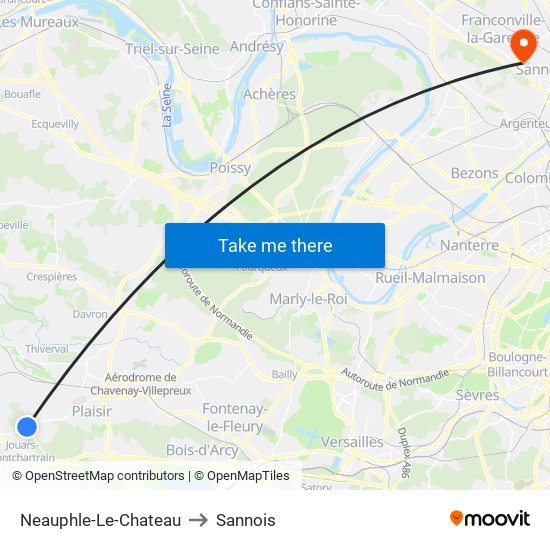 Neauphle-Le-Chateau to Sannois map