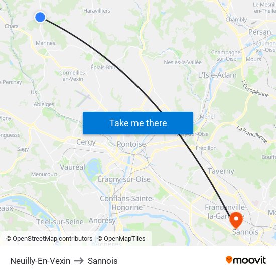 Neuilly-En-Vexin to Sannois map