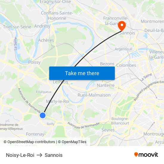 Noisy-Le-Roi to Sannois map