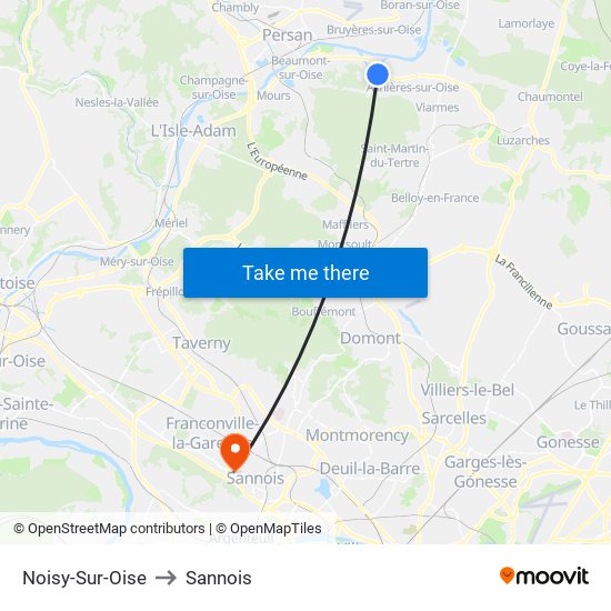 Noisy-Sur-Oise to Sannois map