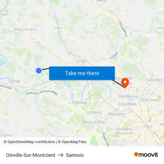 Oinville-Sur-Montcient to Sannois map