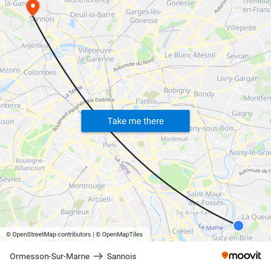 Ormesson-Sur-Marne to Sannois map