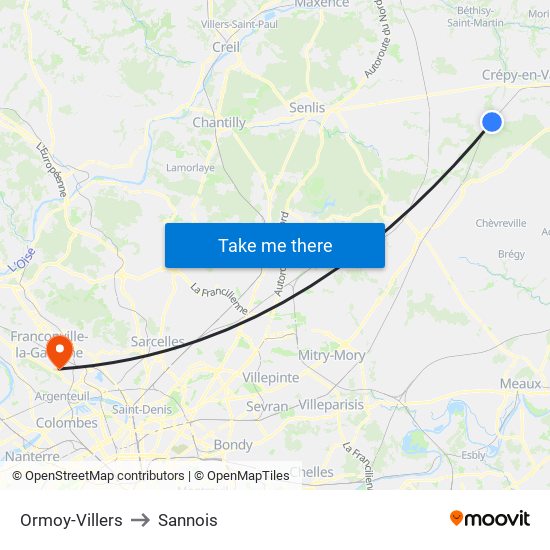 Ormoy-Villers to Sannois map