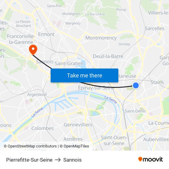 Pierrefitte-Sur-Seine to Sannois map