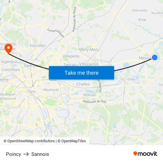Poincy to Sannois map