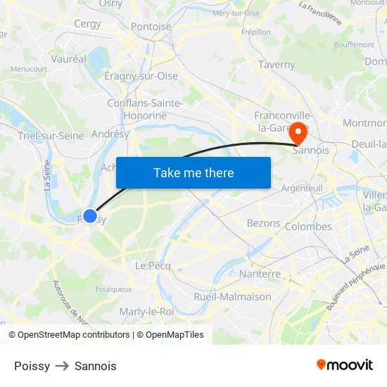 Poissy to Sannois map