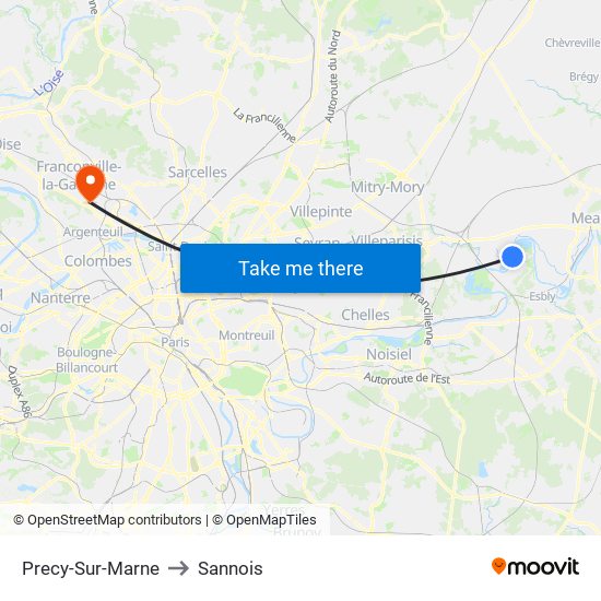Precy-Sur-Marne to Sannois map
