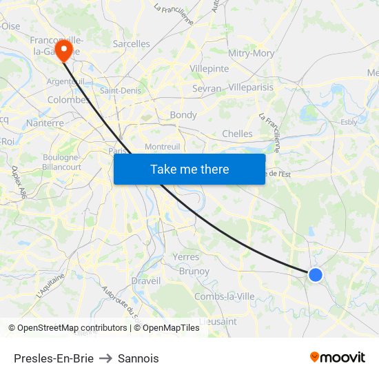 Presles-En-Brie to Sannois map