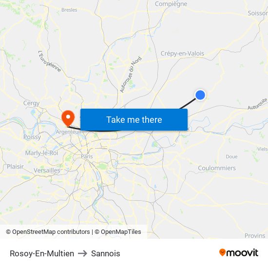 Rosoy-En-Multien to Sannois map