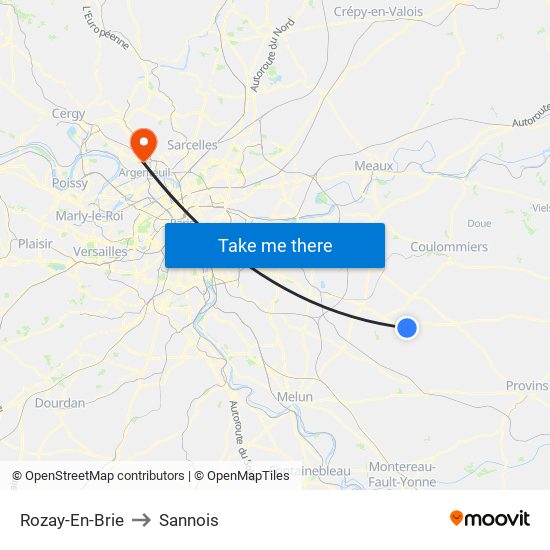 Rozay-En-Brie to Sannois map