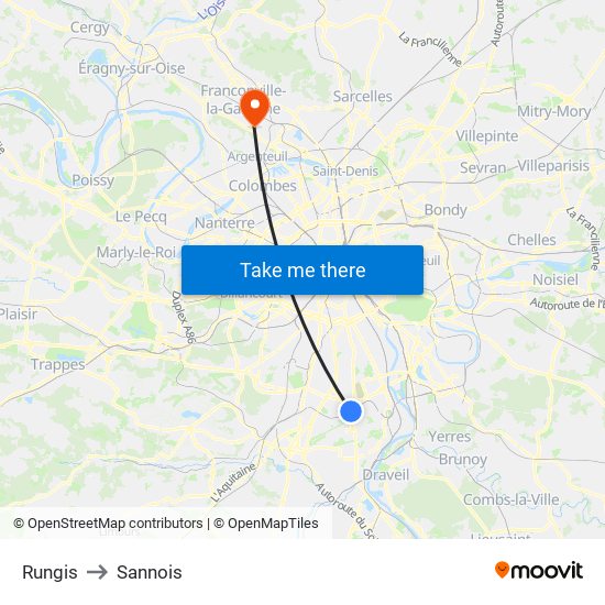 Rungis to Sannois map