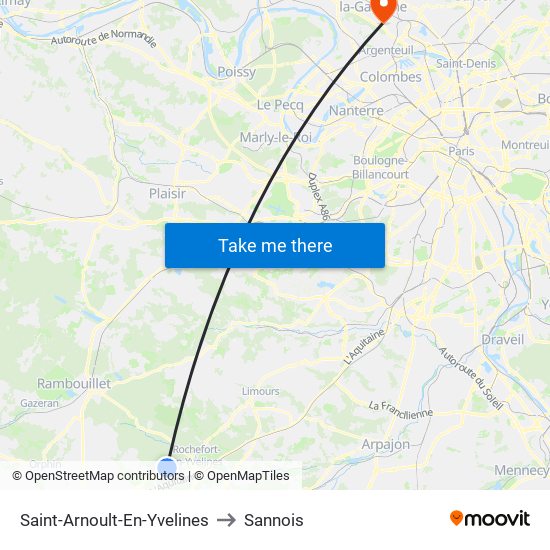 Saint-Arnoult-En-Yvelines to Sannois map