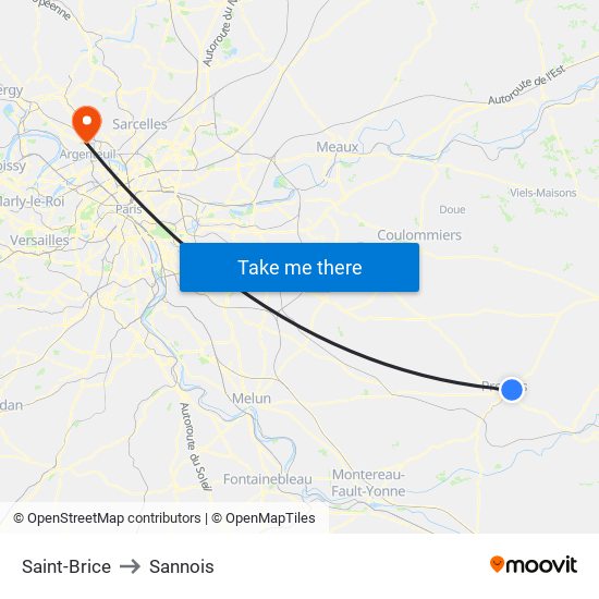 Saint-Brice to Sannois map