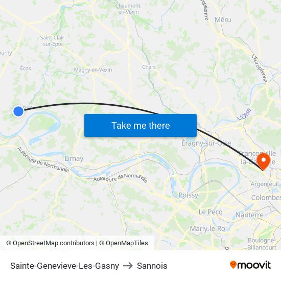 Sainte-Genevieve-Les-Gasny to Sannois map