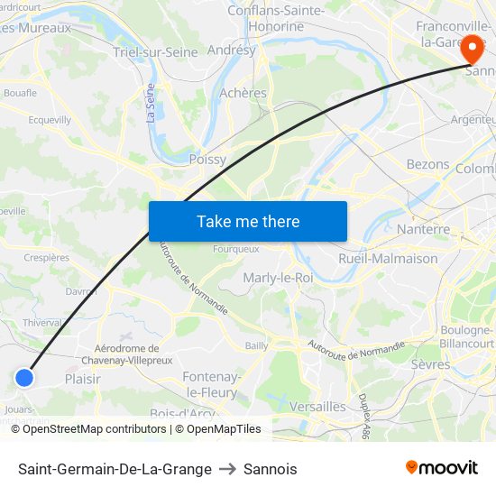 Saint-Germain-De-La-Grange to Sannois map
