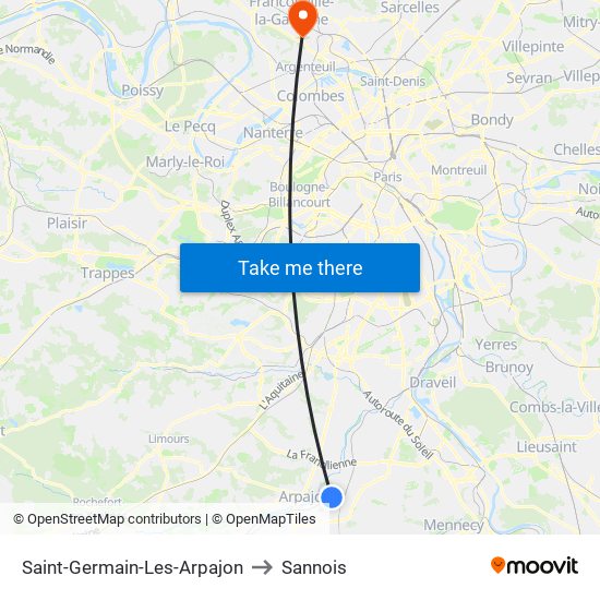 Saint-Germain-Les-Arpajon to Sannois map