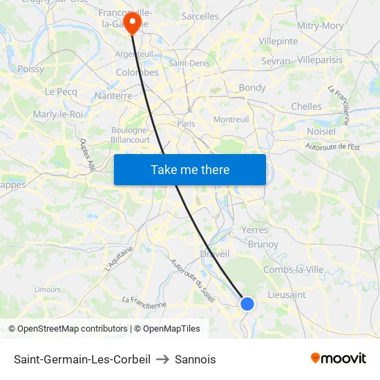 Saint-Germain-Les-Corbeil to Sannois map