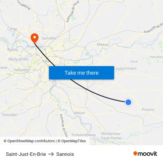 Saint-Just-En-Brie to Sannois map