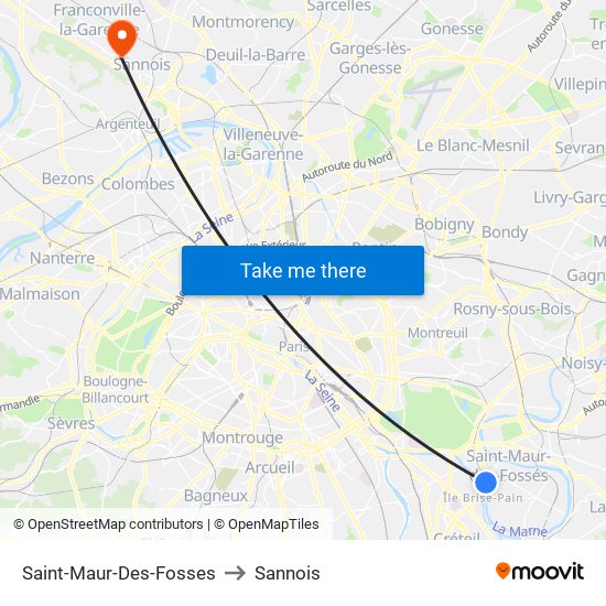 Saint-Maur-Des-Fosses to Sannois map
