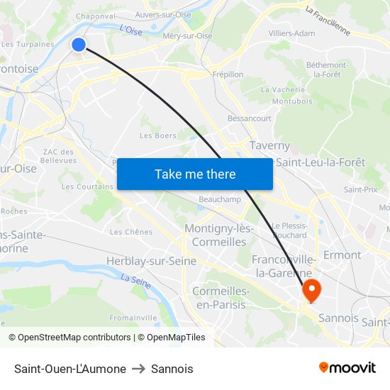 Saint-Ouen-L'Aumone to Sannois map