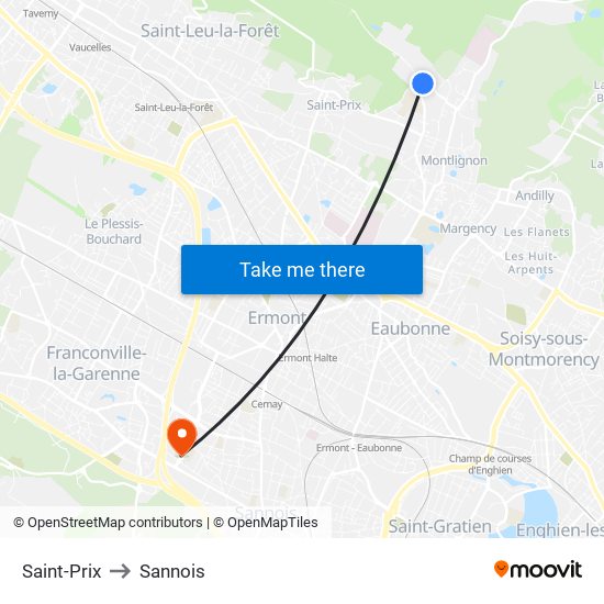 Saint-Prix to Sannois map