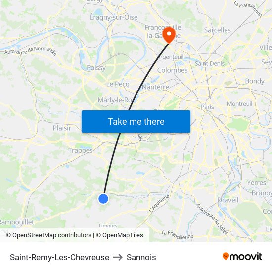 Saint-Remy-Les-Chevreuse to Sannois map