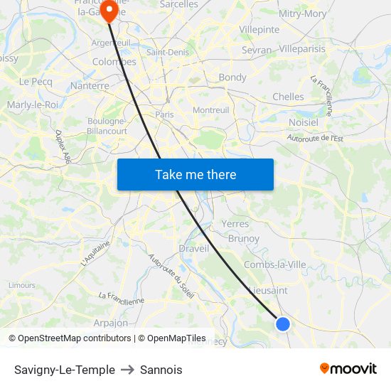 Savigny-Le-Temple to Sannois map