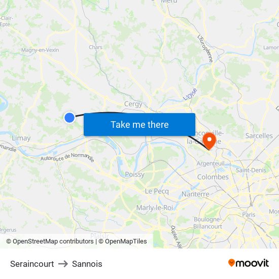 Seraincourt to Sannois map