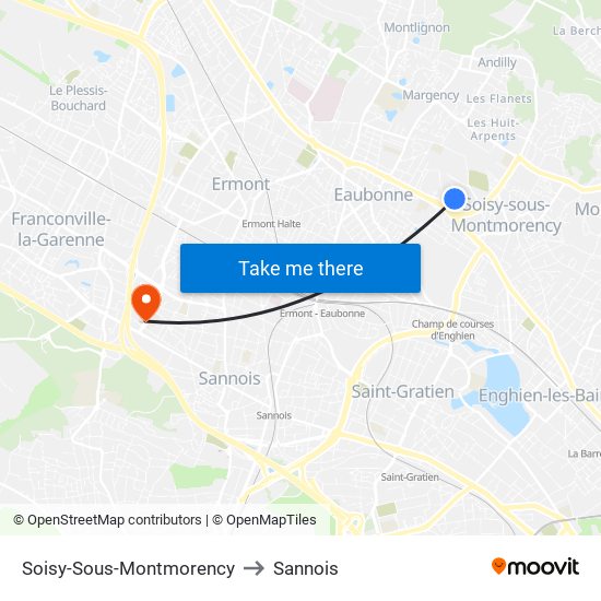 Soisy-Sous-Montmorency to Sannois map