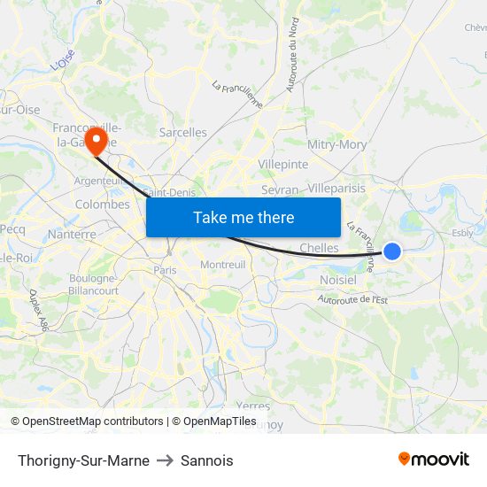 Thorigny-Sur-Marne to Sannois map