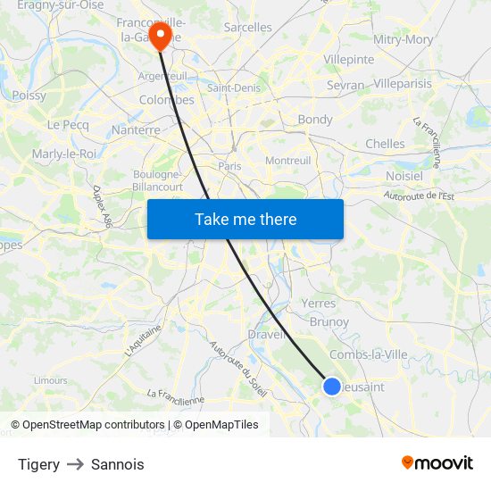 Tigery to Sannois map