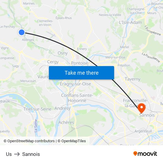 Us to Sannois map