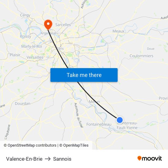 Valence-En-Brie to Sannois map