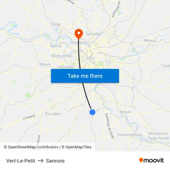 Vert-Le-Petit to Sannois map