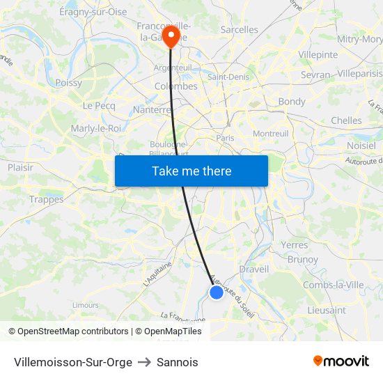 Villemoisson-Sur-Orge to Sannois map