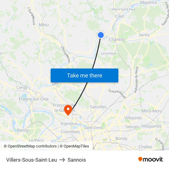 Villers-Sous-Saint-Leu to Sannois map
